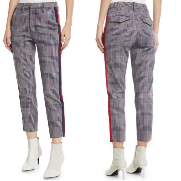 SHAKER PREP PLAID FRAY CROP PANTS JEANS - Picture 3 of 6
